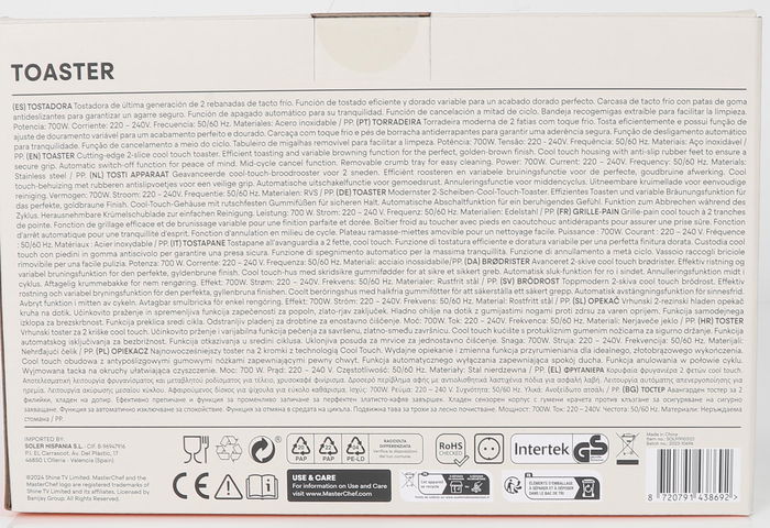 Masterchef Tostadora 700W con Dimensiones 12 cm Ancho x 17 cm Alto x 24 cm Largo (6 Unidades)