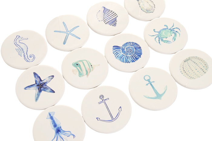 DKD Home Decor Posavasos Mediter Surtido Azul y Blanco
