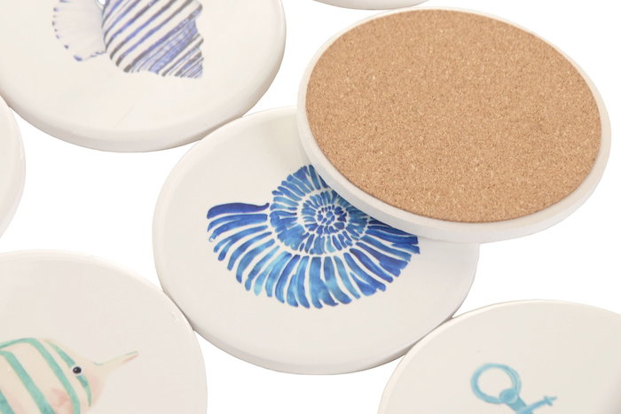 DKD Home Decor Posavasos Mediter Surtido Azul y Blanco