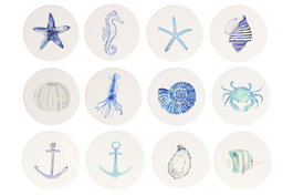 DKD Home Decor Posavasos Mediter Surtido Azul y Blanco