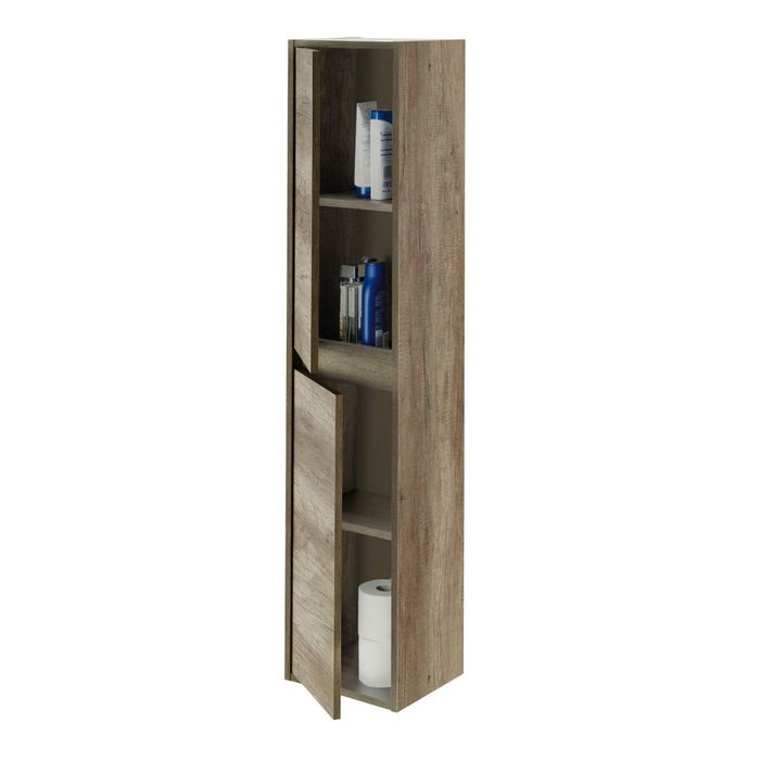 Forés/Arkit Columna Baño Colgar Suspendida 2 Puertas Marrón Nordik 30 x 25,5 x 140 cm