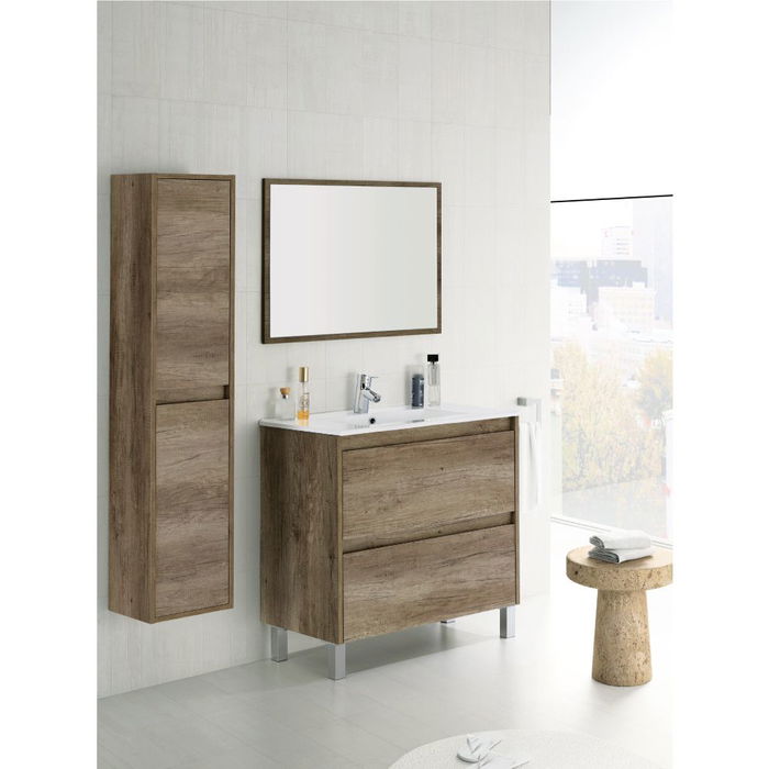 Forés/Arkit Columna Baño Colgar Suspendida 2 Puertas Marrón Nordik 30 x 25,5 x 140 cm