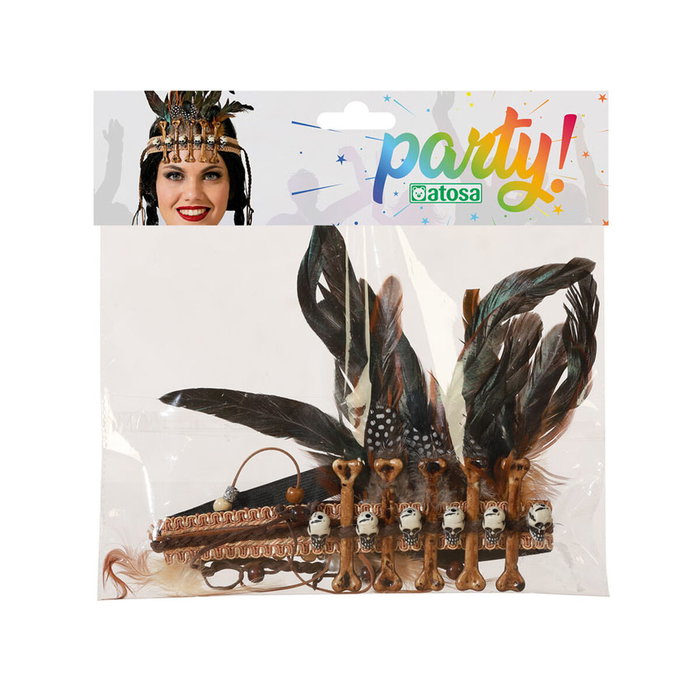 Atosa Cinta para el pelo con plumas, huesos y calaveras para disfraz de cavernícola