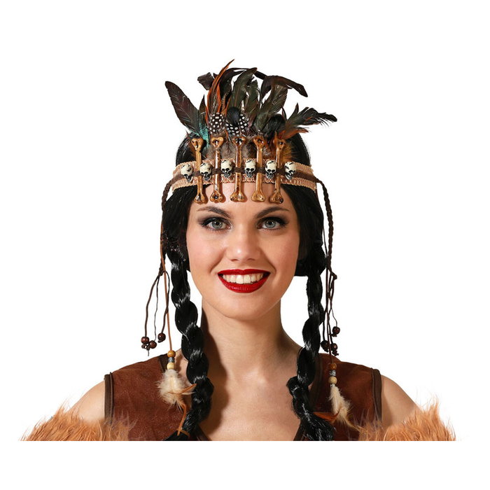 Atosa Cinta para el pelo con plumas, huesos y calaveras para disfraz de cavernícola