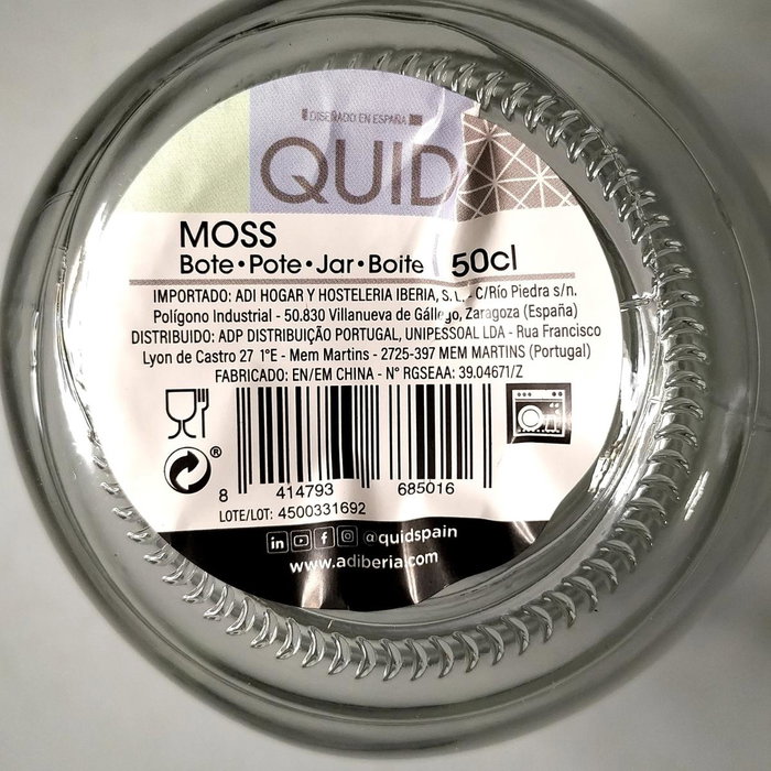 Quid Bote de Vidrio Moss 0,5 L Azul Quid Bote de Vidrio Moss 0,5 L Azul