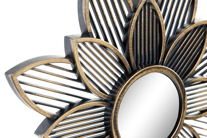 DKD Home Decor Espejo Dorado Champan con Flor Set de 4 Piezas Materiales PP y Espejo 1 x 25 x 25 cm