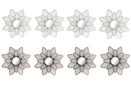 DKD Home Decor Espejo Dorado Champan con Flor Set de 4 Piezas Materiales PP y Espejo 1 x 25 x 25 cm