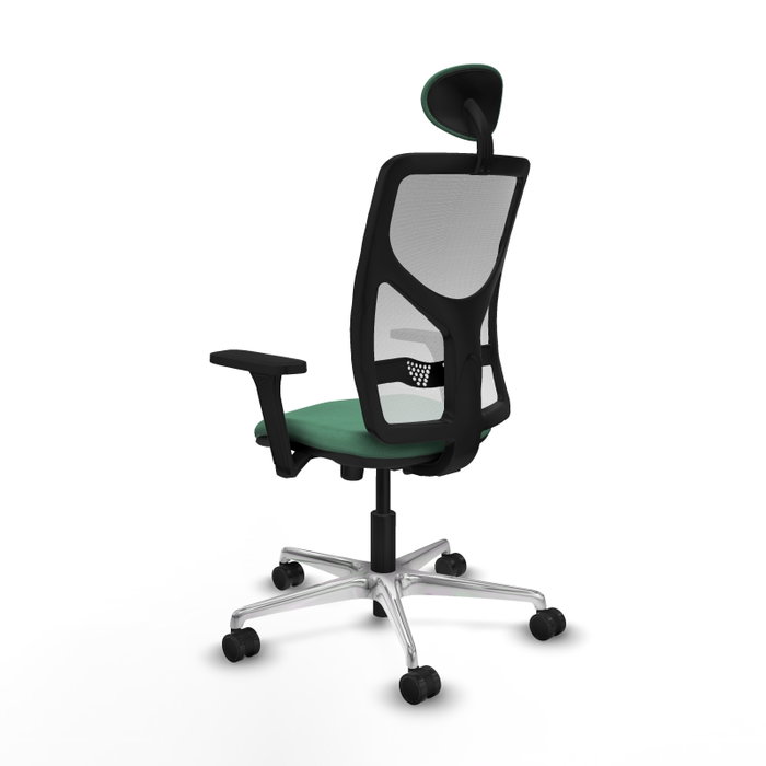 PIQUERAS Y CRESPO Silla de oficina Motilla con mecanismo Sincro, Verde esmeralda y Blanco