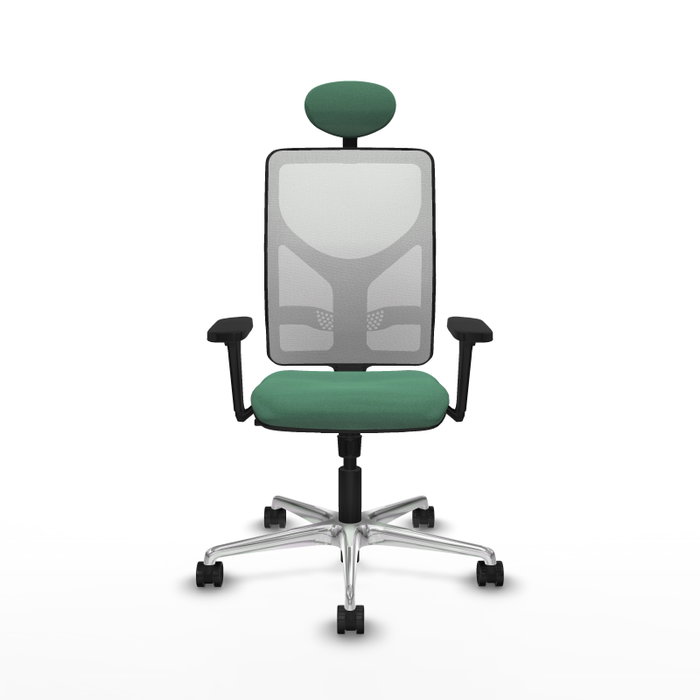 PIQUERAS Y CRESPO Silla de oficina Motilla con mecanismo Sincro, Verde esmeralda y Blanco