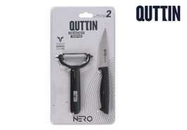 Quttin Set 2 Piezas Cuchillo Pelador y Pelador Oscilante Nero Nero 13.8 cm x 2.5 cm x 25.2 cm (12 Cajas)