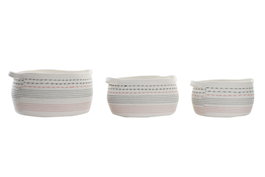 DKD Home Decor Cesta Set de 3 Blanco Negro Naranja 43 x 25 x 52 cm