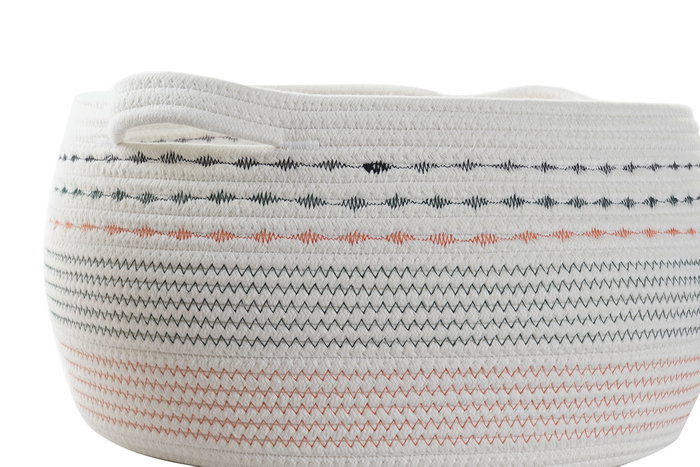 DKD Home Decor Cesta Set de 3 Blanco Negro Naranja 43 x 25 x 52 cm