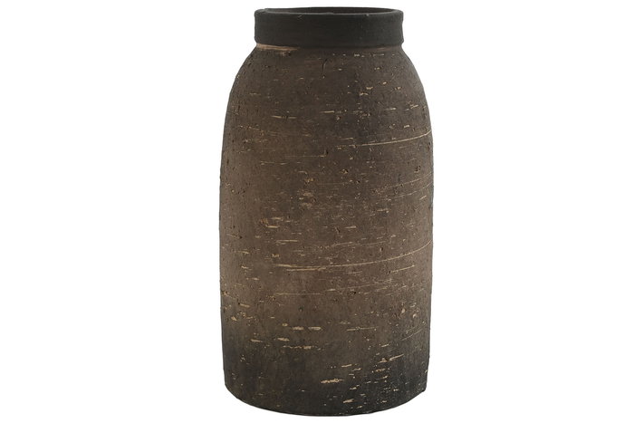 DKD Home Decor Jarrón Oriental Marrón Terracota 19.5 x 35.5 x 19.5 cm Hecho a mano