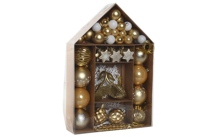 DKD Home Decor Bola Decoración Navidad Moderna Set 70 Dorado 28 x 7 x 40 cm