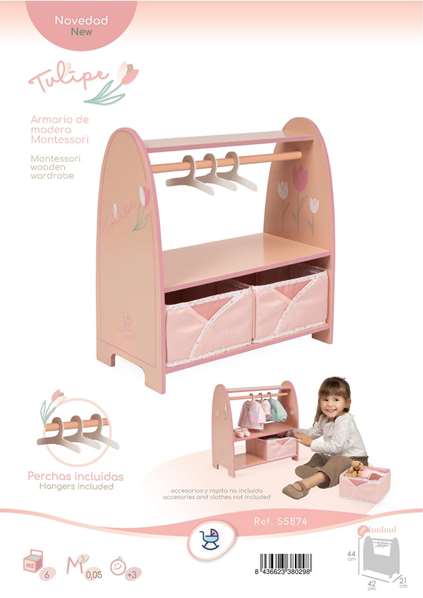Decuevas Armario abierto madera Tulipe 4x22x21 cm Edad mínima recomendada: 36 meses