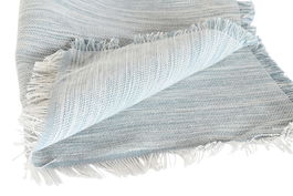 DKD Home Decor Individuales Azul Blanco 33 x 0.1 x 46 cm Poliester Algodon Reciclado Con Flecos Hecho a Mano (6 Unidades)