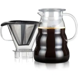 Bodum BOD0699965374419 Cafetera Melior con Filtro de Malla Permanente de Acero Inoxidable, 8 Tazas, 1.0 L, Transparente
