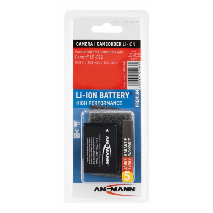 Ansmann A-Can LP-E12 Batería Recargable de 7,4V 750mAh