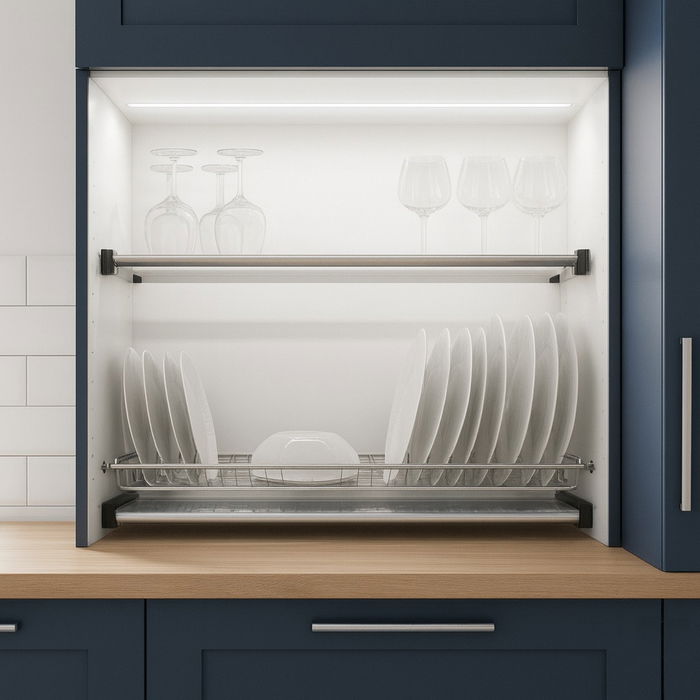 HERRAJES ALK Escurreplatos/Vasos ECO Eire M700 Inoxidable Acero AISI 304 para Módulos de 700 mm Largo 665 mm