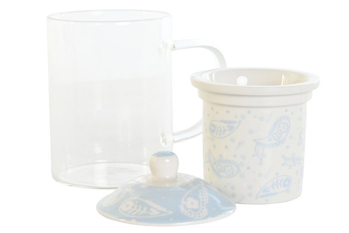 DKD Home Decor Mug Infusiones Shabby Rosa Azul Porcelana Cristal 8 x 14.5 x 12 cm 300ml DKD Home Decor Mug Infusiones Shabby Rosa Azul Porcelana Cristal 8 x 14.5 x 12 cm 300ml
