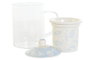 DKD Home Decor Mug Infusiones Shabby Rosa Azul Porcelana Cristal 8 x 14.5 x 12 cm 300ml
