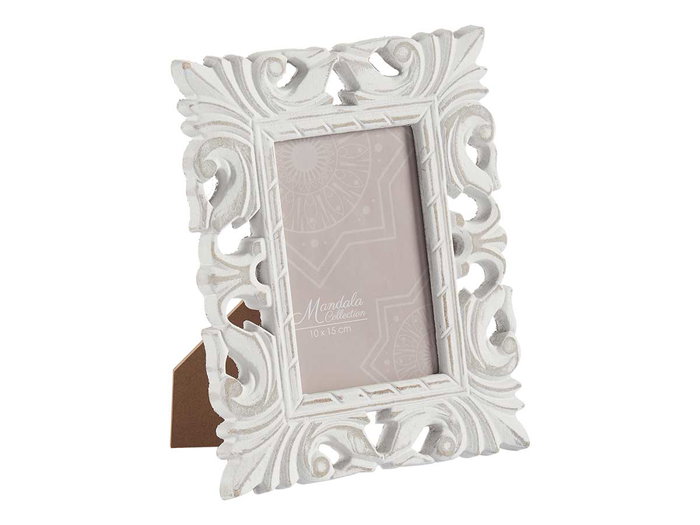 Giftdecor Portafoto de Madera Calado Blanco para Foto 10x15 cm - Marco de Eucalipto 18.5x23x1.3 cm, Ideal para Regalo (Set de 12)