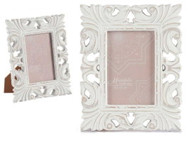 Giftdecor Portafoto de Madera Calado Blanco para Foto 10x15 cm - Marco de Eucalipto 18.5x23x1.3 cm, Ideal para Regalo (Set de 12)