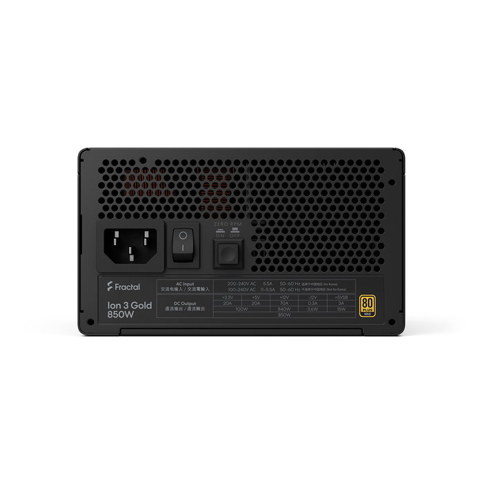 Fractal Design Ion 3 Gold 850W Fuente de Alimentación ATX12V 3.1 850W Negro Cable UE - FDPIA3G850EU