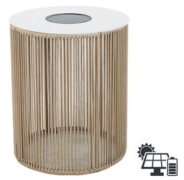 DKD Home Decor Mesita Auxiliar Solar de Acero y Ratán Sintético