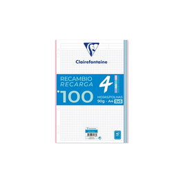 Recambio Clairefontaine Mimesys A4 100H 90Gr Cuadric.5X5 (4 Colores Pastel En Bandas) (Set de 20)