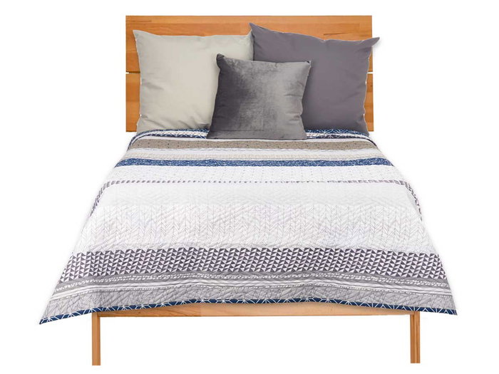 Giftdecor Colcha Cama Reversible 240x260 cm Hexágonos Azul Blanco Gris Tacto Suave Poliester (Set de 6)