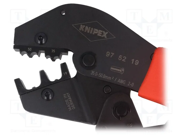 KNIPEX Crimpadora para terminales de cable y casquillos 2AWG...0AWG