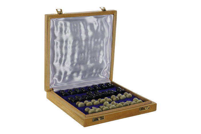 DKD Home Decor Juego de Ajedrez Colonial Natural Negro 20 x 4 x 20 cm Set de 2