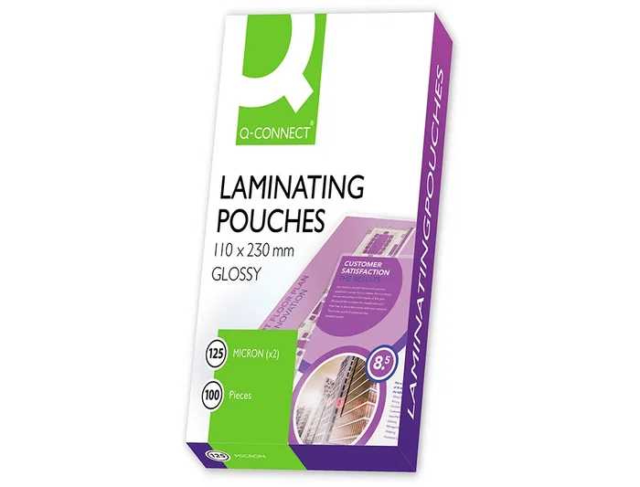 Q-connect Bolsa de Plastificar 110 x 230 mm 125 mc Carnet de Conducir Caja de 100 Unidades