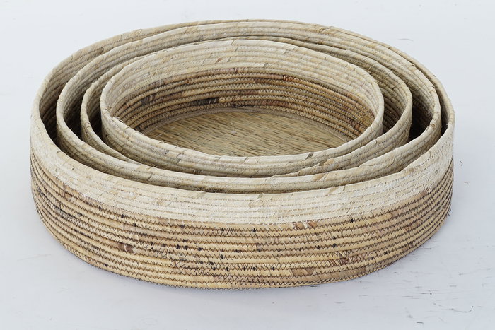 DKD Home Decor Cesta Tropical Bicolor Marron Set de 4 (2 Unidades) 56 x 56 x 13 cm