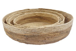 DKD Home Decor Set de 4 Cestas de Junco y Seagrass 56x56x13 Natural