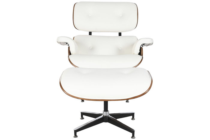 DKD Home Decor Butaca Vintage 87x79x89 cm Set de 2 Piezas Nogal y PU Color Blanco y Marrón con Reposapiés