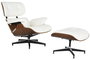 DKD Home Decor Butaca Vintage 87x79x89 cm Set de 2 Piezas Nogal y PU Color Blanco y Marrón con Reposapiés