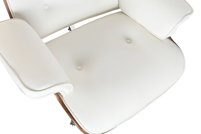 DKD Home Decor Butaca Vintage 87x79x89 cm Set de 2 Piezas Nogal y PU Color Blanco y Marrón con Reposapiés