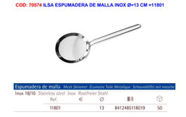 ILSA Espumadera de malla de acero inoxidable Ø 13 cm