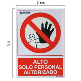 WOLFPACK LINEA PROFESIONAL Cartel Alto Acceso Solo Personal Autorizado 21x 30 cm