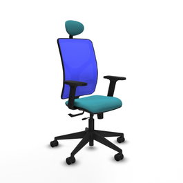 PIQUERAS Y CRESPO Silla de oficina Motilla con mecanismo Sincro/Traslack, Tela Turquesa y Malla Azul