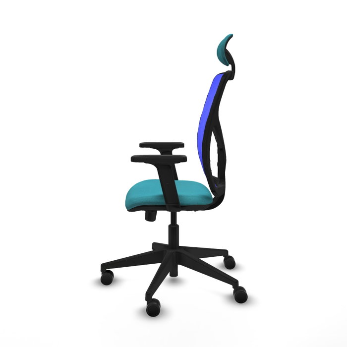 PIQUERAS Y CRESPO Silla de oficina Motilla con mecanismo Sincro/Traslack, Tela Turquesa y Malla Azul PIQUERAS Y CRESPO Silla de oficina Motilla con mecanismo Sincro/Traslack, Tela Turquesa y Malla Azul