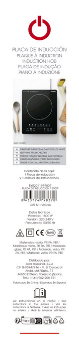 Basic Home Placa de Inducción 1500W Basic Home