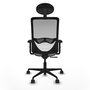 Silla de oficina Zulema con mecanismo Sincro tapizada con Tela color Gris claro y malla color Blanco. Equipada con lumbar 1D, Brazos 2D, Cabecero Fijo y Ruedas 65mm nailon