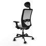 Silla de oficina Zulema con mecanismo Sincro tapizada con Tela color Gris claro y malla color Blanco. Equipada con lumbar 1D, Brazos 2D, Cabecero Fijo y Ruedas 65mm nailon