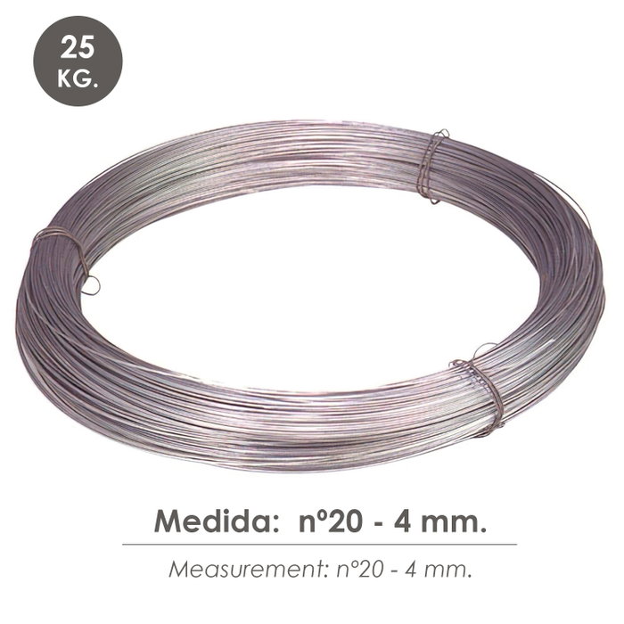 WOLFPACK LINEA PROFESIONAL Alambre Galvanizado Rollo 25 Kg Nº 20 4 mm