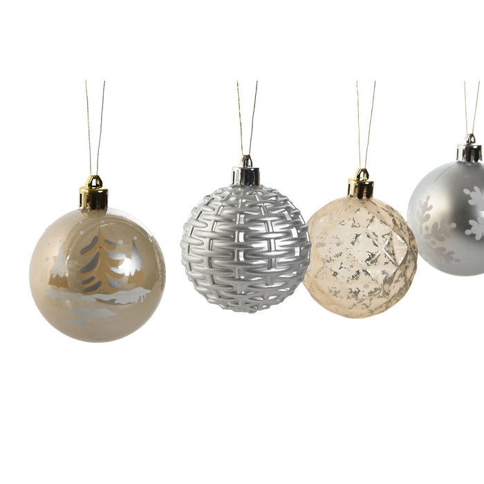 DKD Home Decor Set de 30 Bolas de Decoración Champán y Plateado