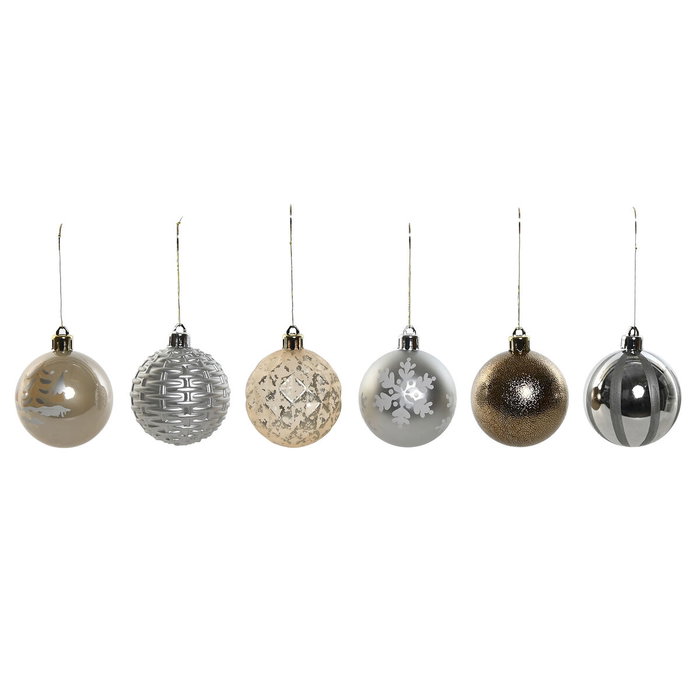 DKD Home Decor Set de 30 Bolas de Decoración Champán y Plateado
