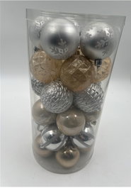 DKD Home Decor Set de 30 Bolas de Decoración Champán y Plateado